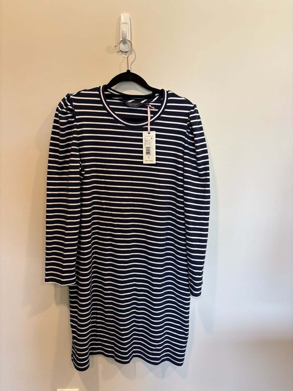 Vineyard Vines Puff Sleeve Dress Bay Stripe Navy Size S
